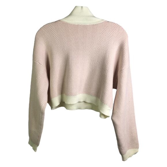 Mable Sweater Womens Sz S Pink Cream Chevron Long Sleeves V-Neck Collared NWT - Picture 3 of 10